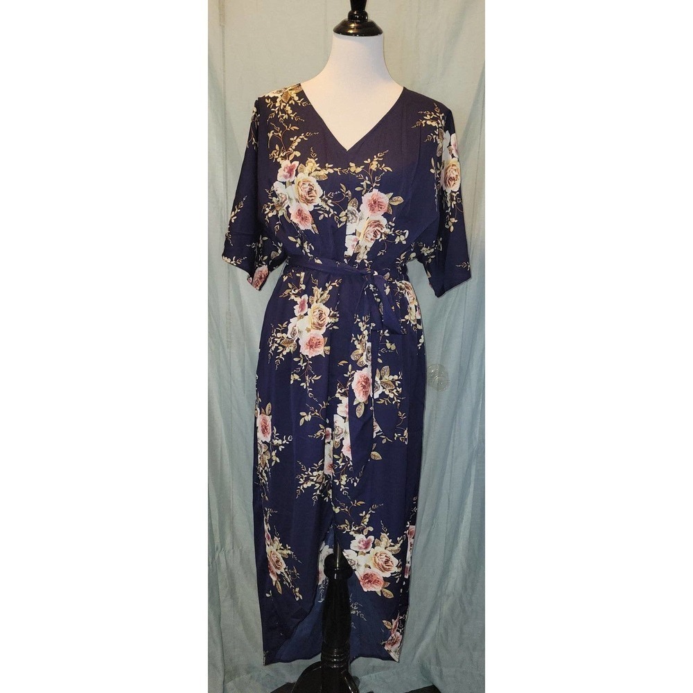 NWOT Floral navy blue Dress large